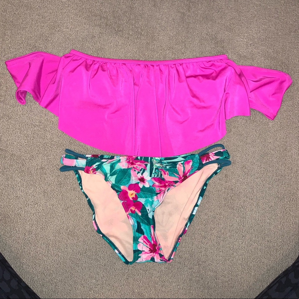 GB Tropical Swim Set- off the shoulder top